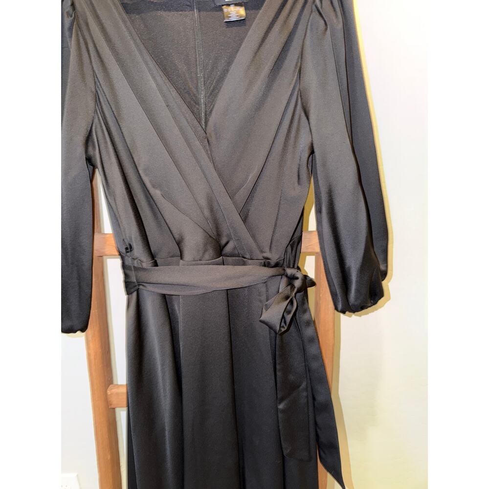 Beautiful Elegant DKNY Black Wrap Ruffle Maxi Dress Size 14 Elegant Formal - Picture 3 of 6